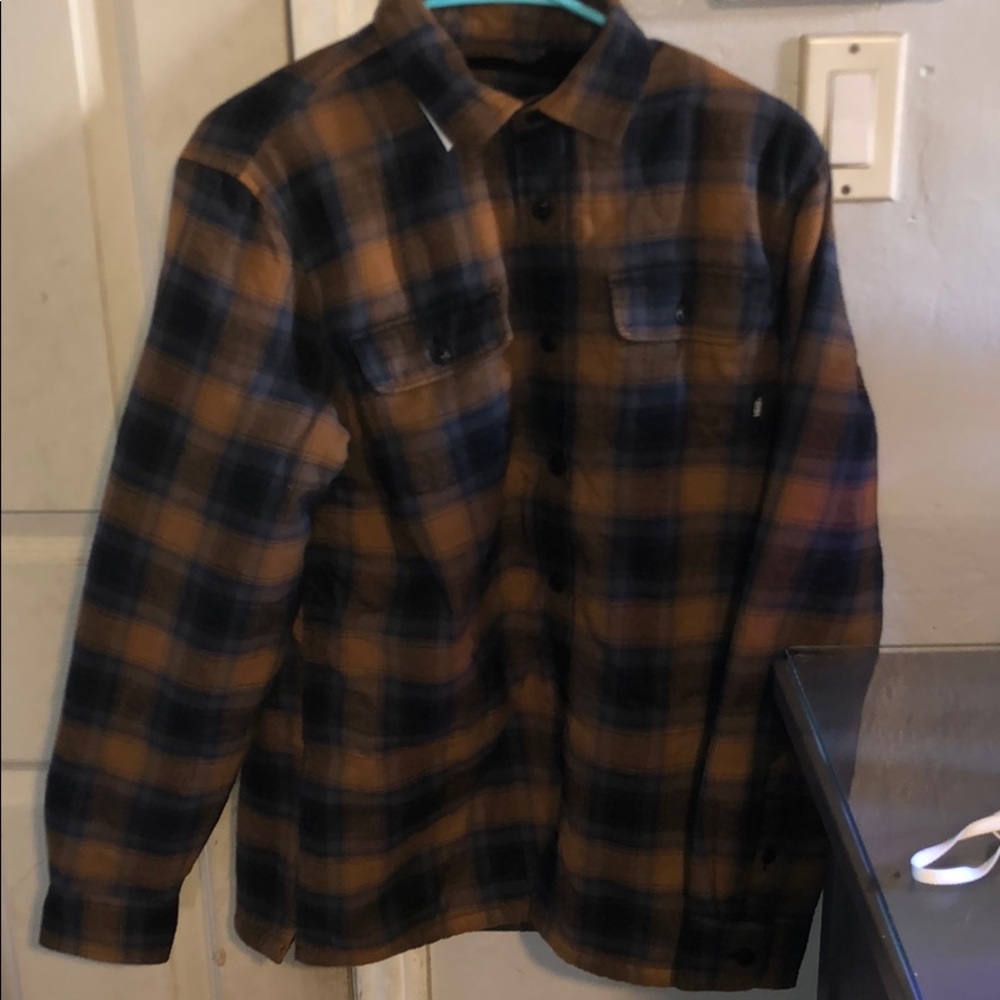 Black and brown vans sweater/flannel